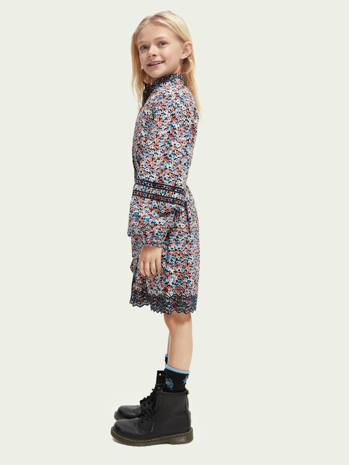Scotch Soda Outlet | Printed Organic Cotton Long-Sleeved Shirt Dress