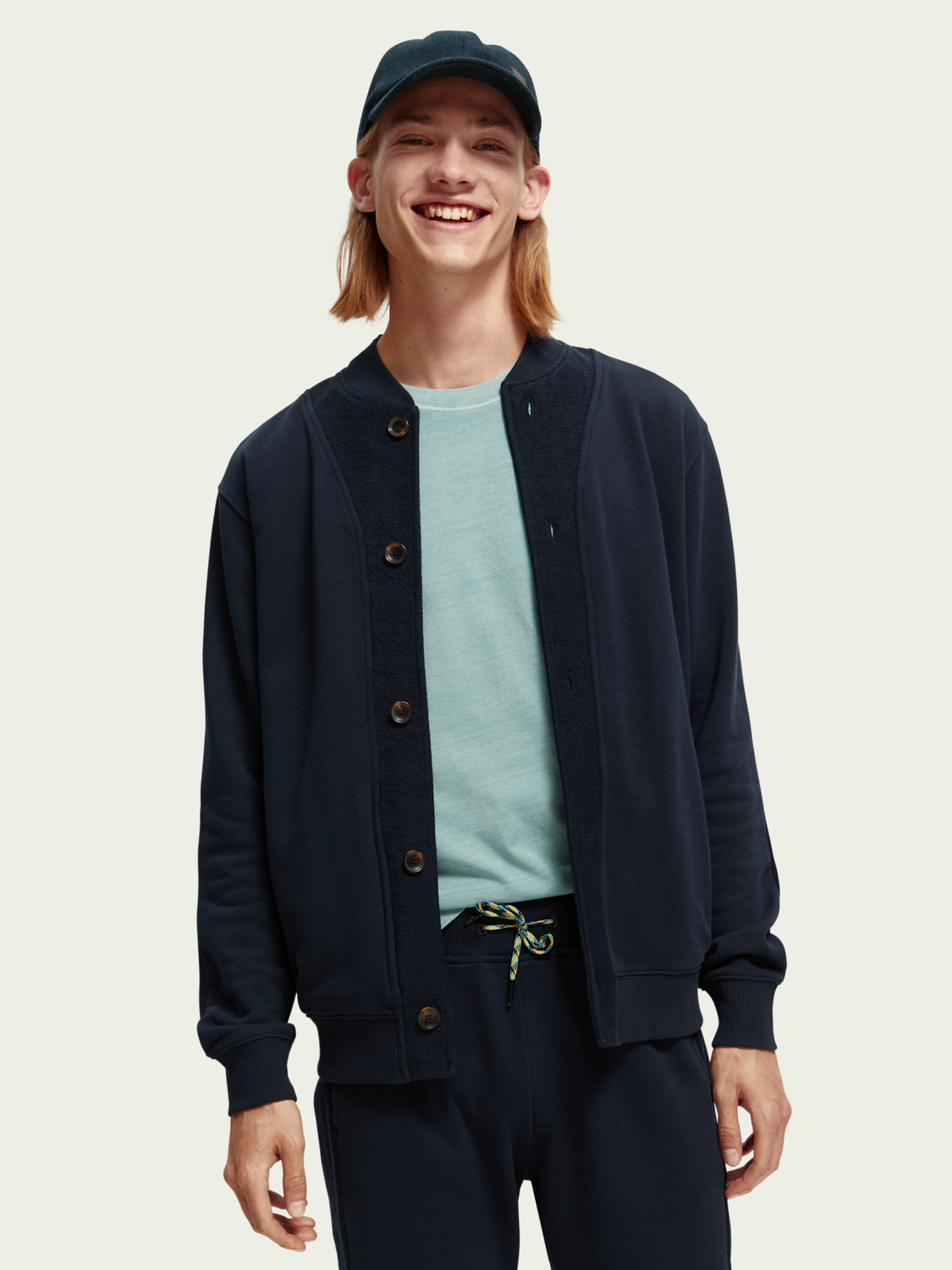 Organic Cotton Embroidered Bomber-Style Cardigan | Scotch And Soda Outlet