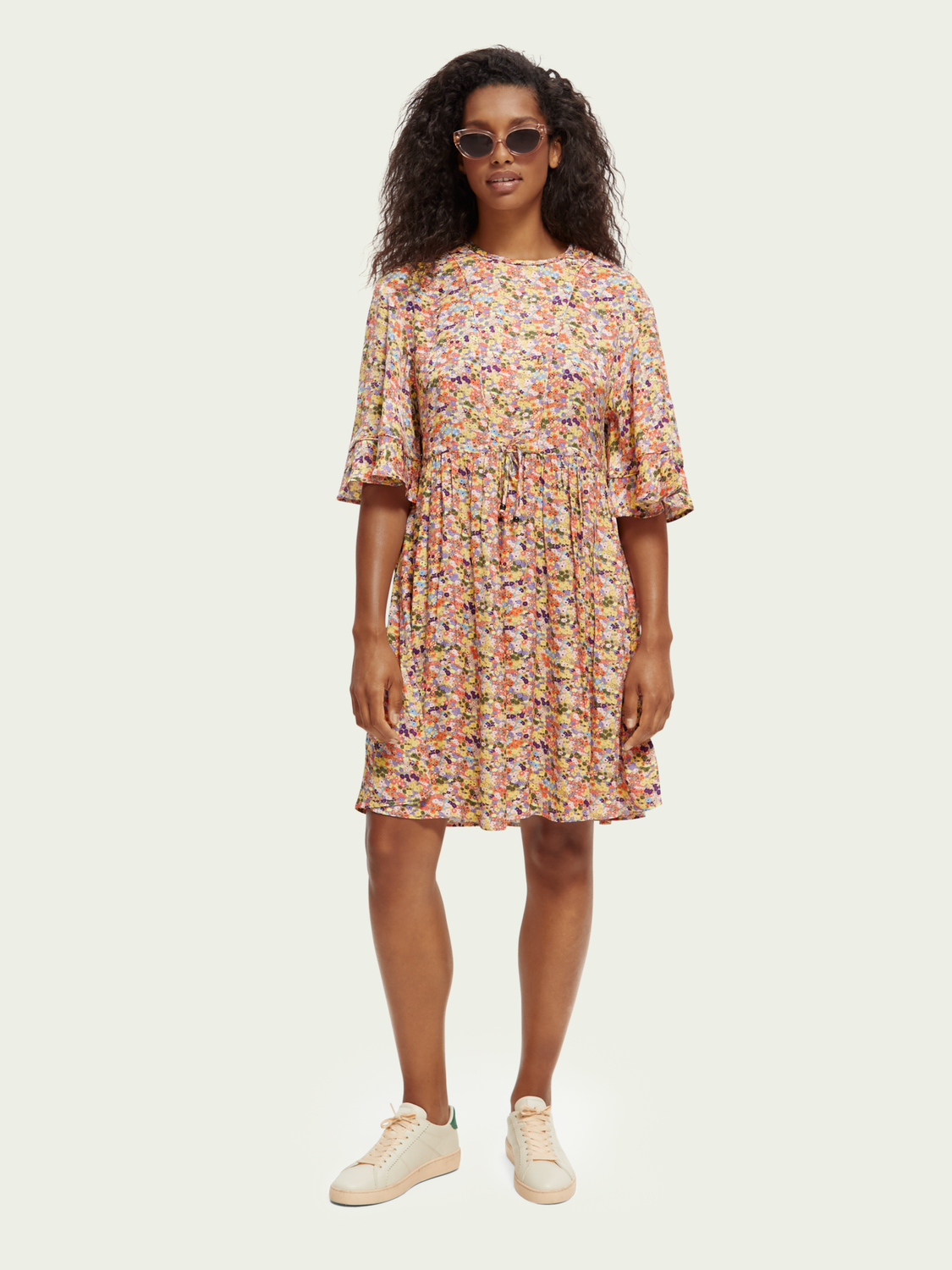 T-Shirt Style Flounce-Sleeved Dress | scotch & soda outlet