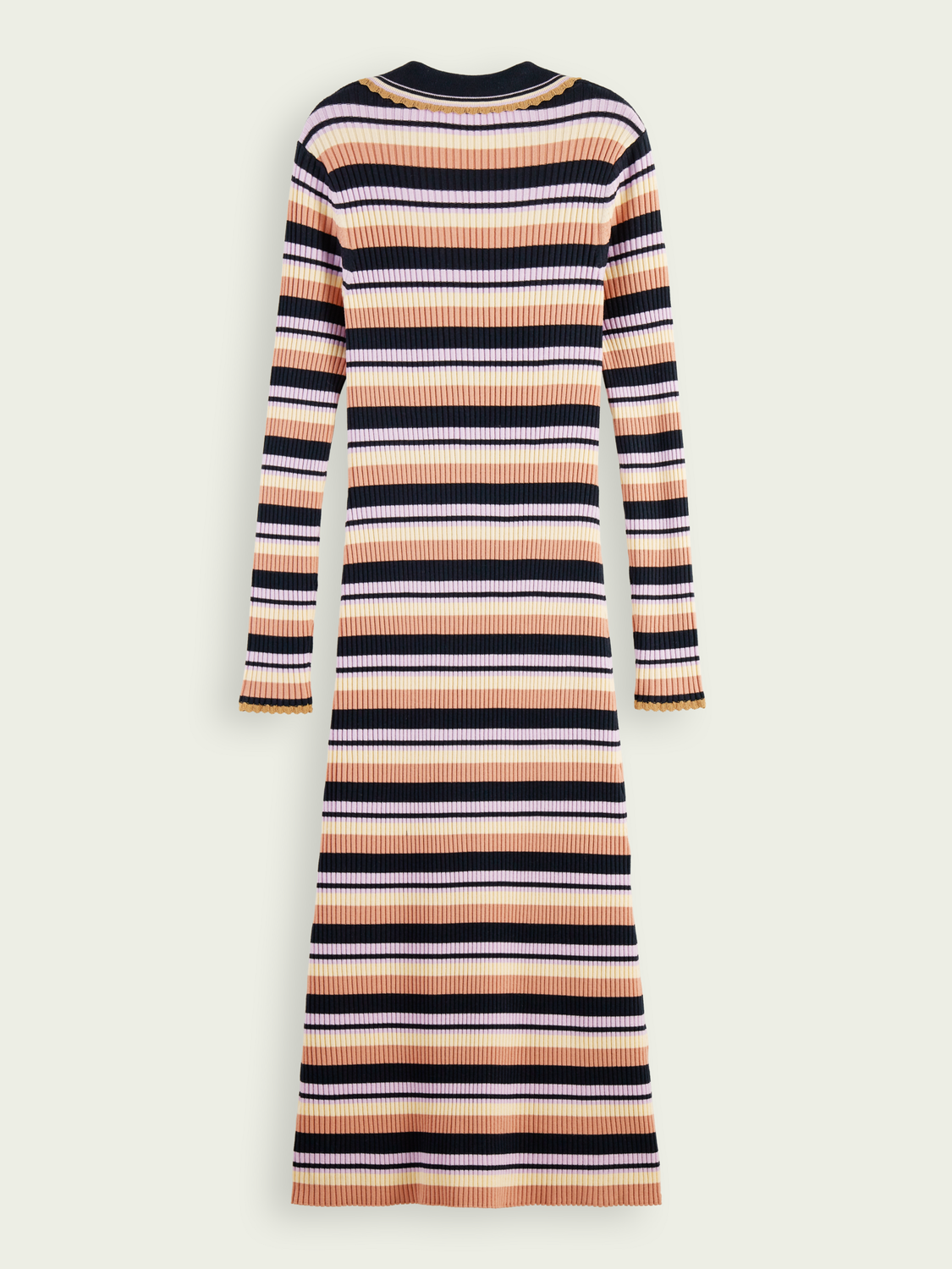 Long-Sleeved Rib Knitted Polo Midi Dress | scotch & soda outlet