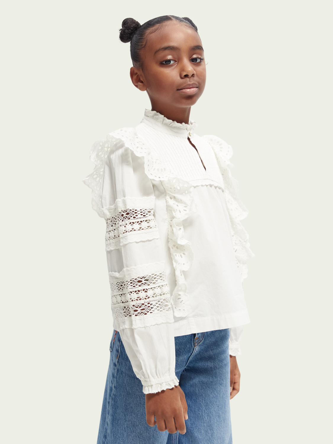 Broderie Anglaise Organic Cotton Ruffled Top