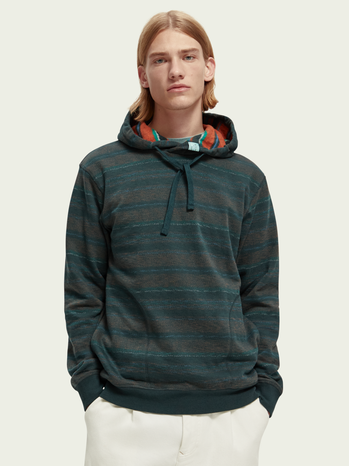 Striped Contrast-Lined Hoodie | Scotch And Soda Outlet
