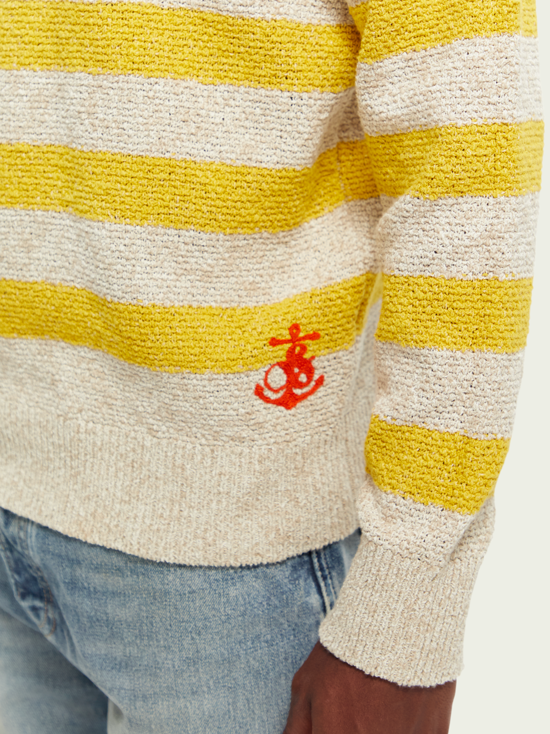 Relaxed Fit Structured Striped Sweater | Scotch And Soda Outlet