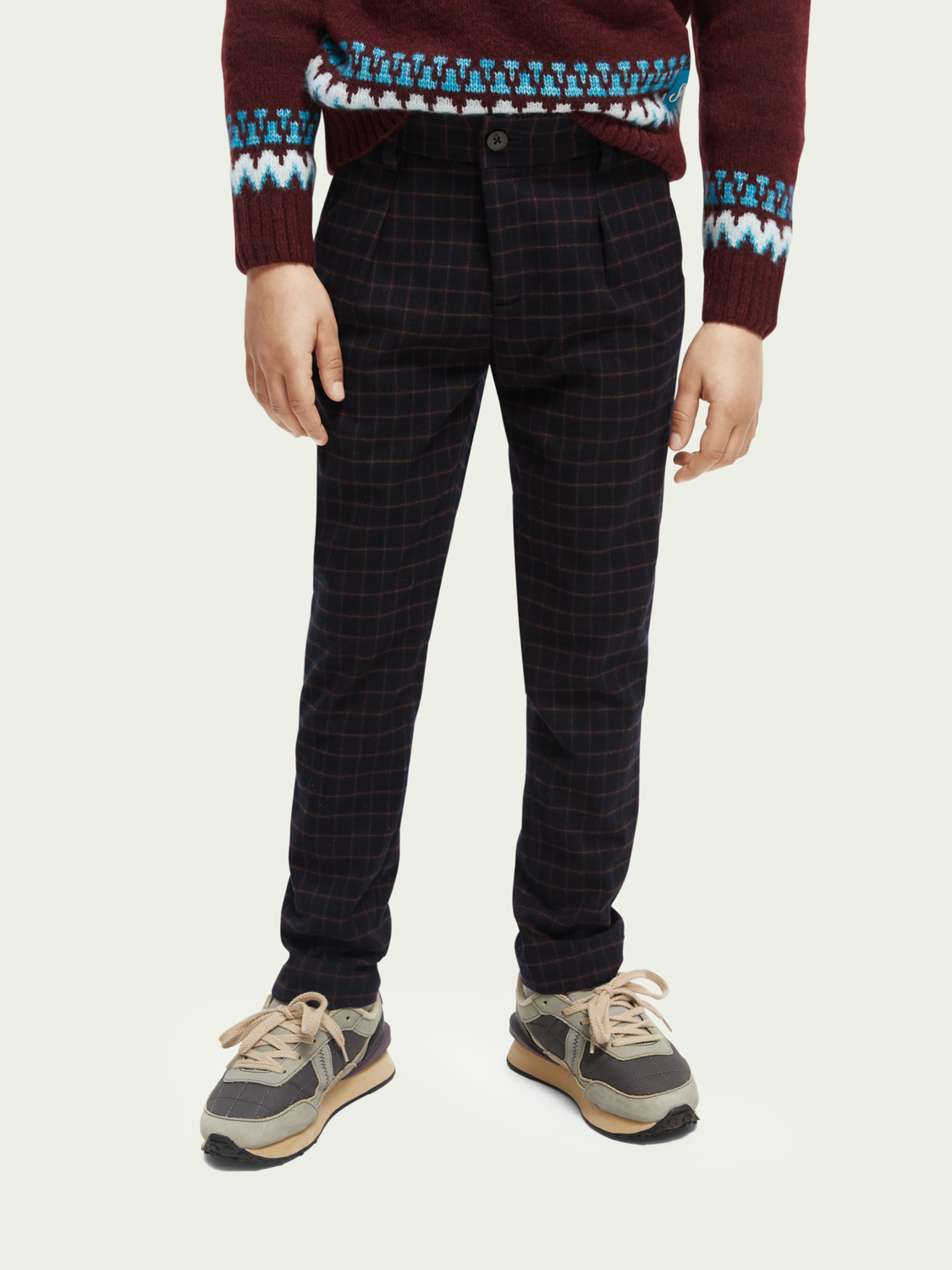 Regular Slim Fit Yarn-Dyed Check Pants