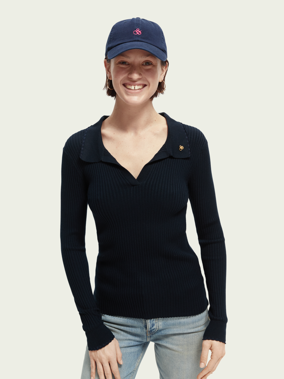 Long-Sleeved Knit Polo | scotch & soda outlet