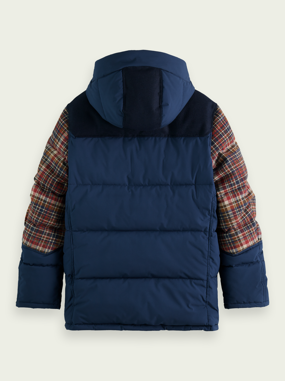 Water-Repellent Check-Panelled Puffer Jacket | Scotch And Soda Outlet