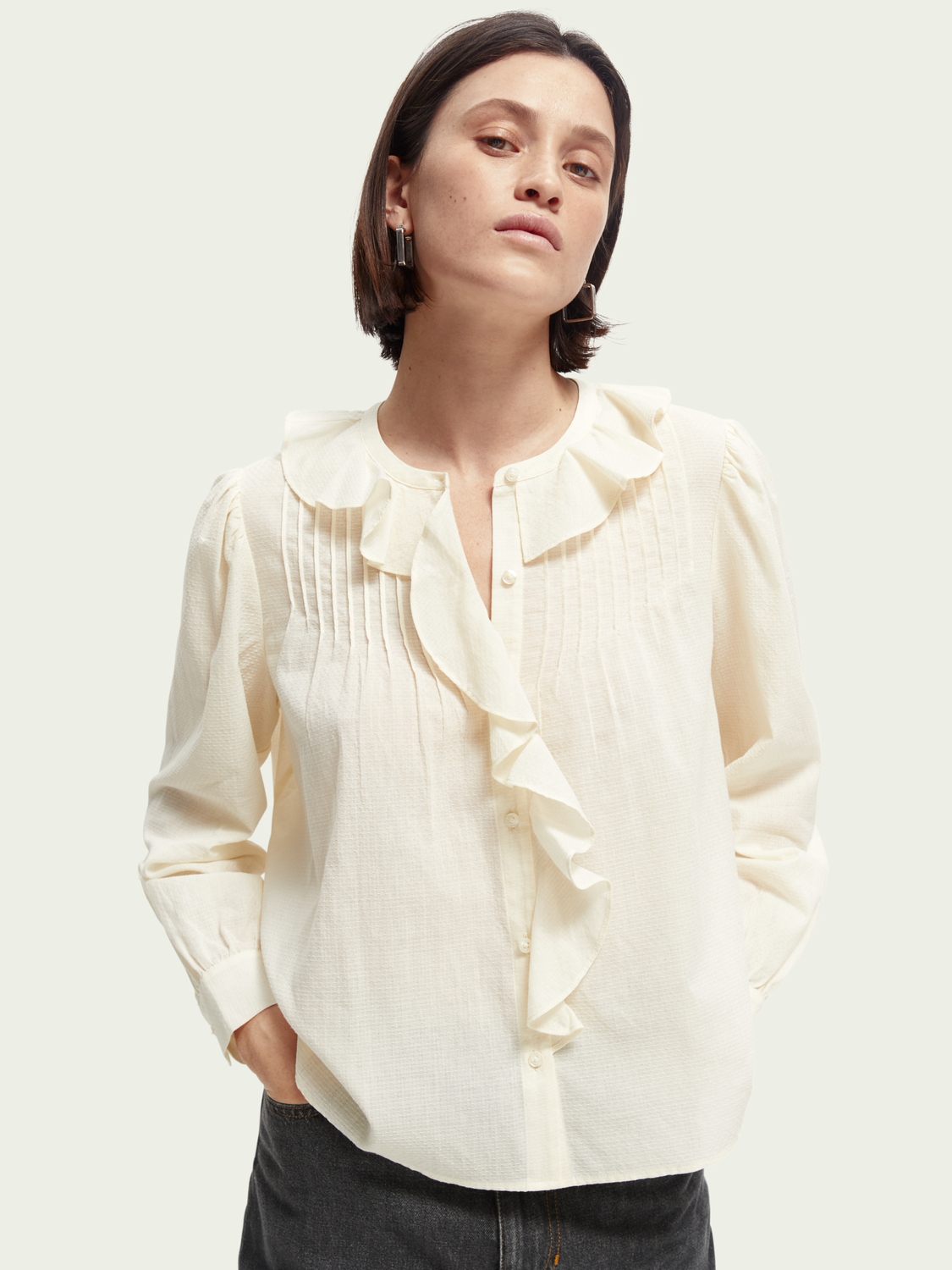 Ruffled Pin Tuck Shirt | scotch & soda outlet