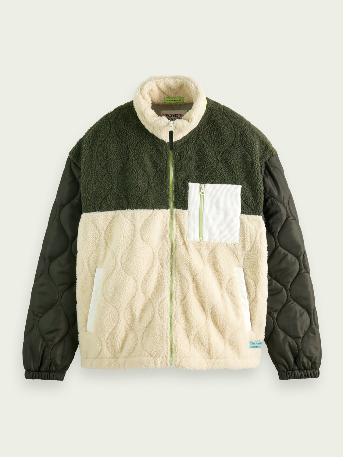 Panelled Quilted Teddy Jacket | Scotch And Soda Outlet