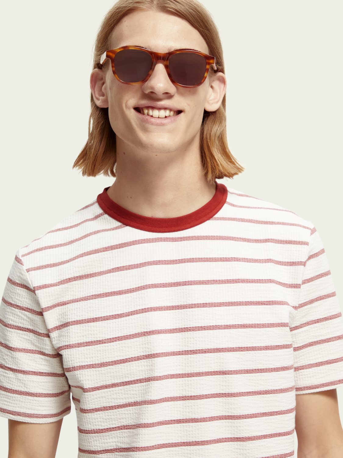 Waffle Jersey Breton T-Shirt | Scotch And Soda Outlet