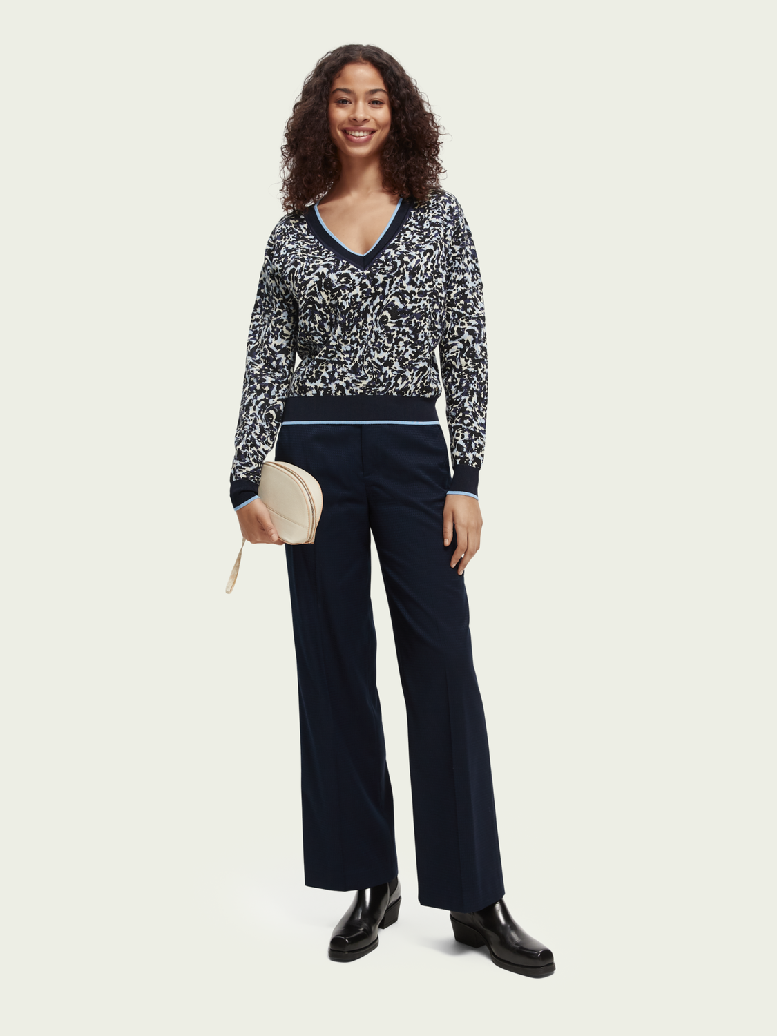 Loose-Fit Organic Jacquard Knit Sweater | scotch & soda outlet