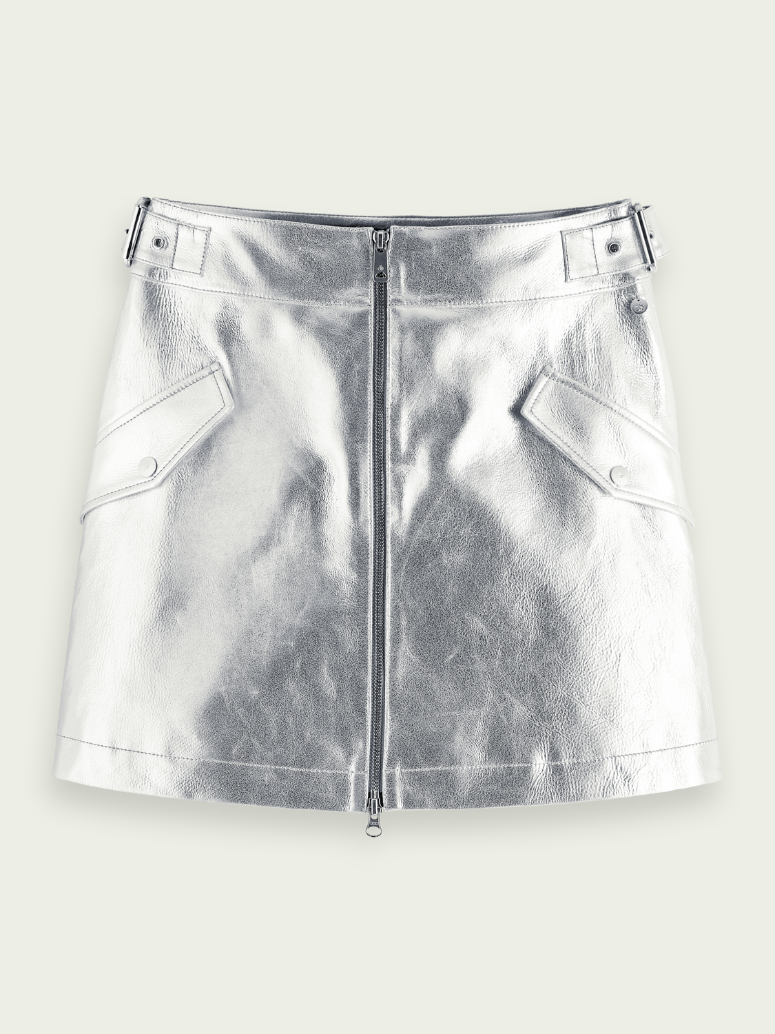 High Rise Metallic Leather Mini Skirt | scotch & soda outlet