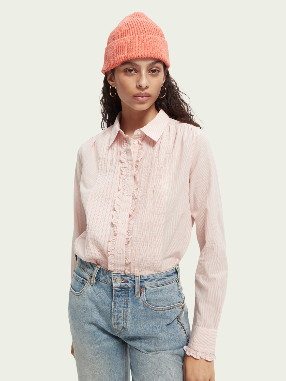 Lightweight Organic Cotton Ruffled Shirt | scotch & soda outlet