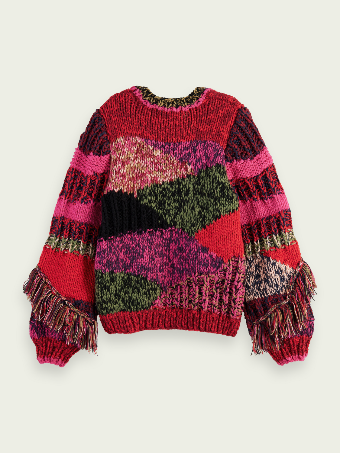 Chunky Hand-Knit Fringed Sweater | scotch & soda outlet