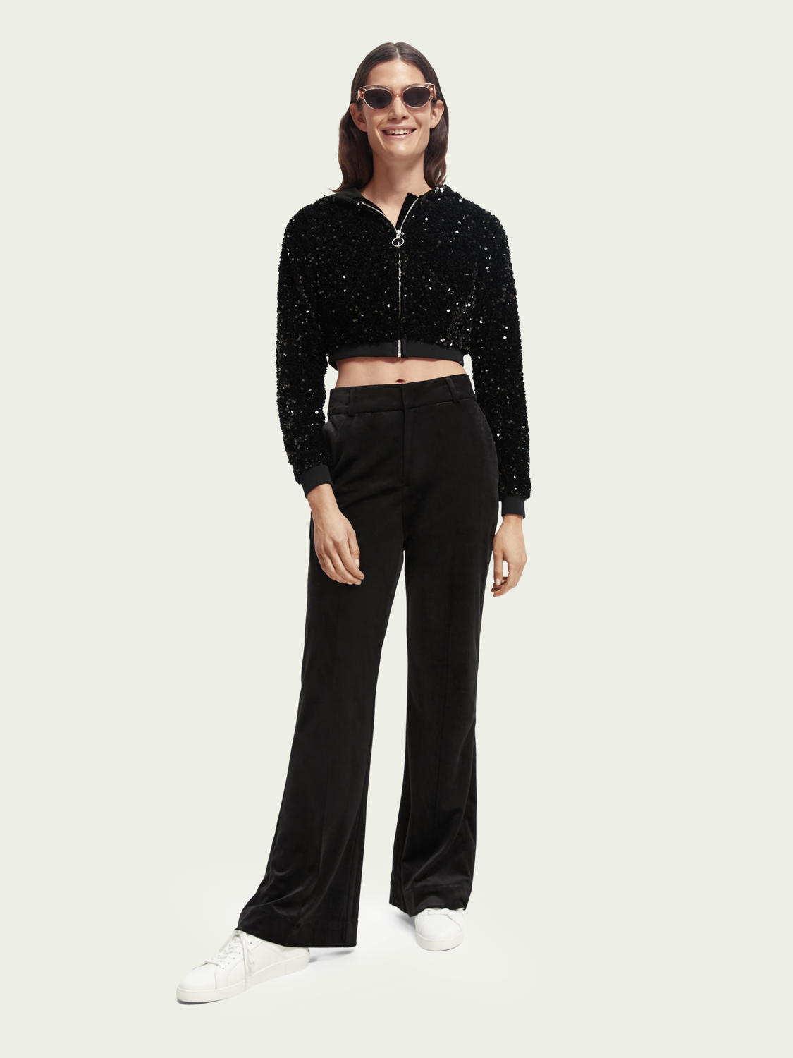 Cropped Sequin Hoodie | scotch & soda outlet