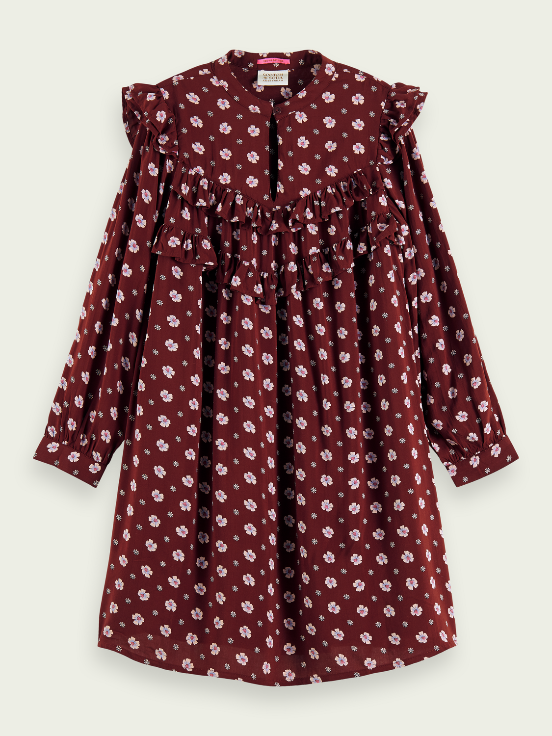 Scotch Soda Outlet | Printed Organic Long-Sleeved Mini Dress