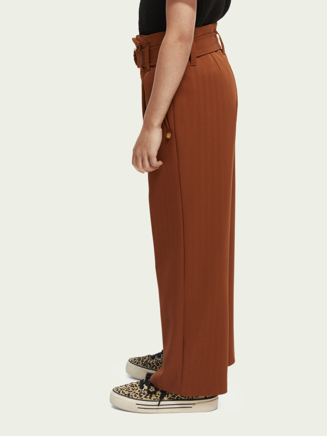 High-Rise Wide Leg Paper Bag Trousers