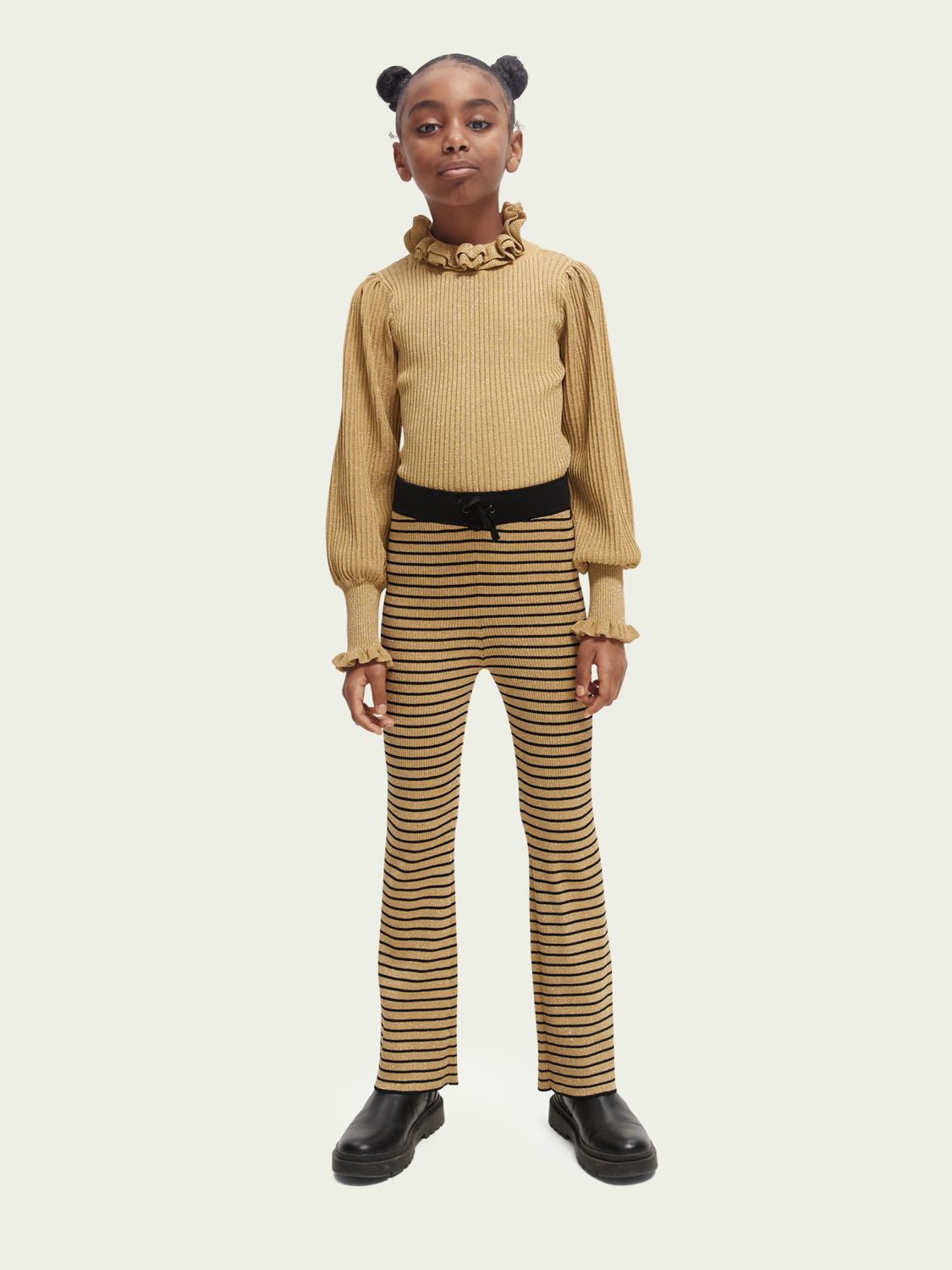 High-Rise Knit Flared Trousers