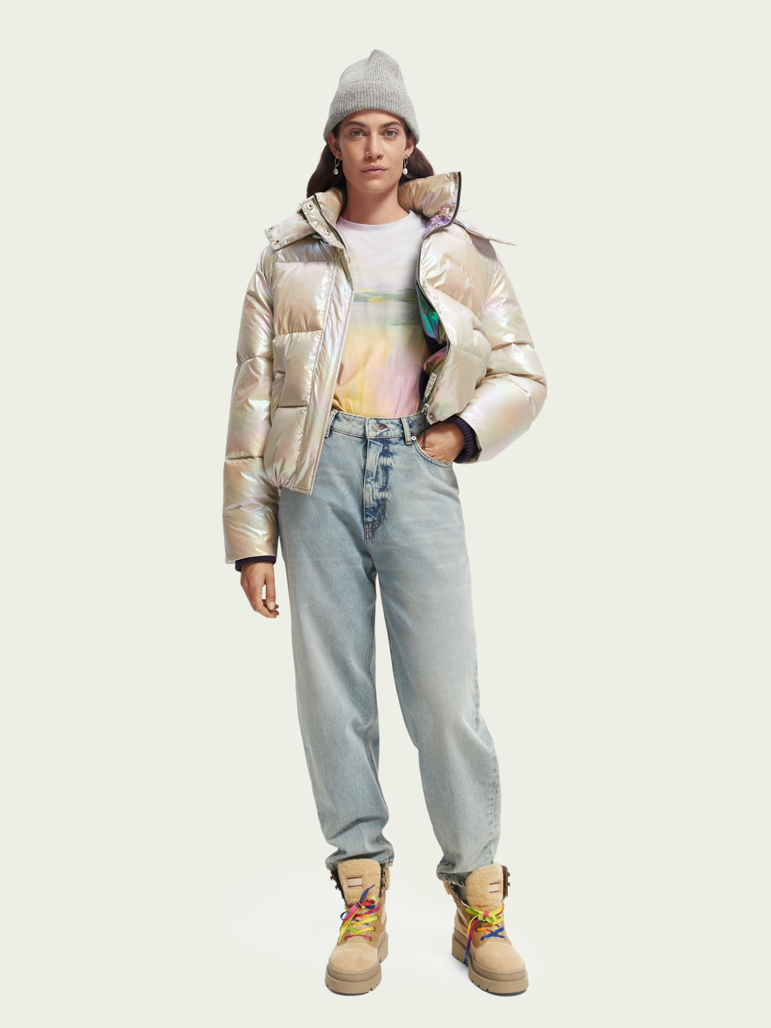 Water-Repellent Puffer Jacket With Removable Hood | scotch & soda outlet