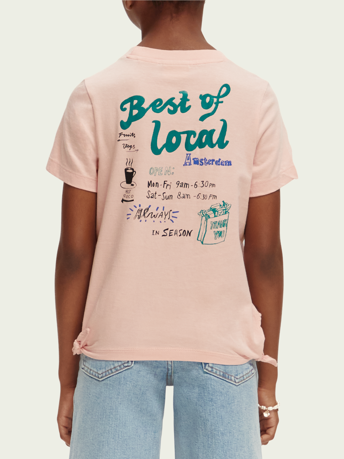 Artwork & Knotted Hem Organic Cotton T-Shirt