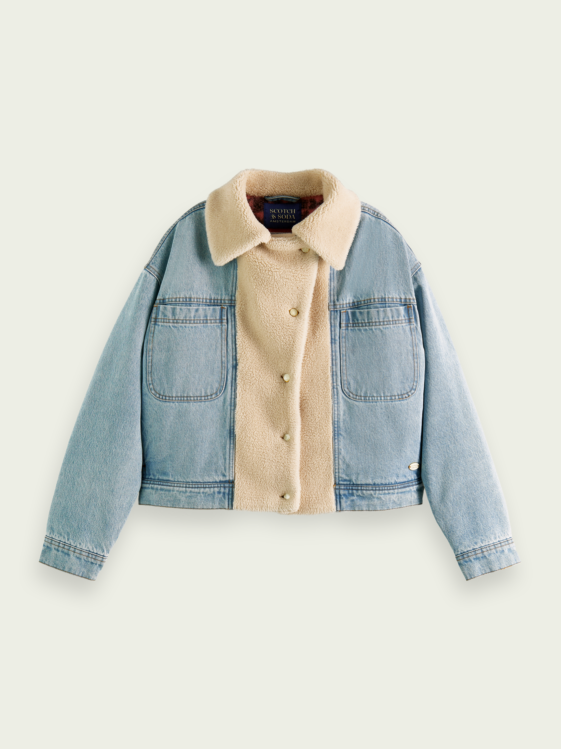 Teddy-Lined Denim Trucker Jacket | scotch & soda outlet