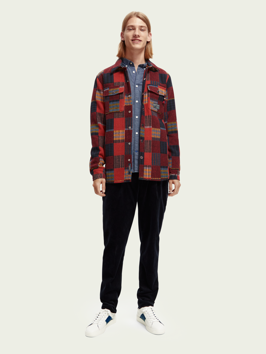 Patched Check Jacquard Overshirt | Scotch And Soda Outlet