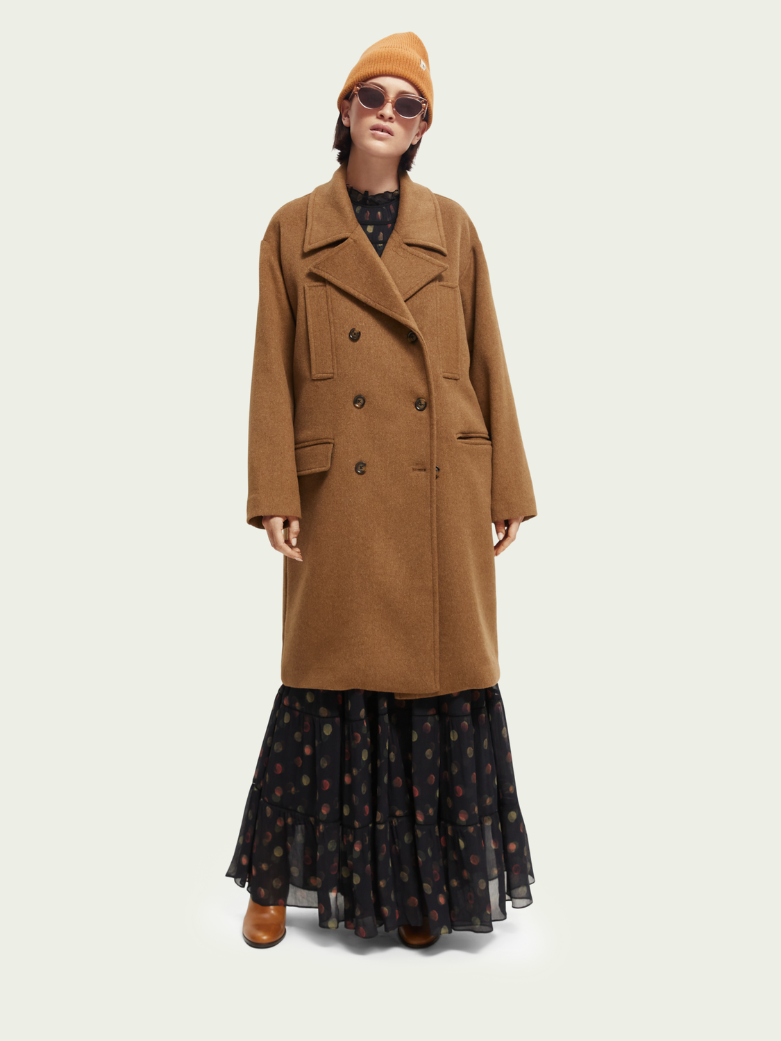 Brushed Double-Breasted Coat | scotch & soda outlet
