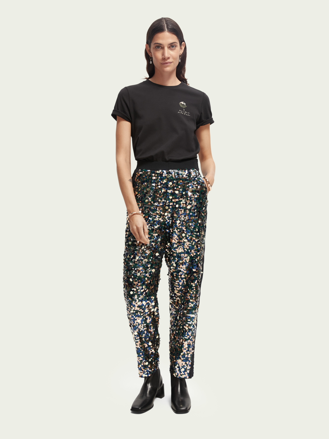 High-Rise Sequin Pants | scotch & soda outlet