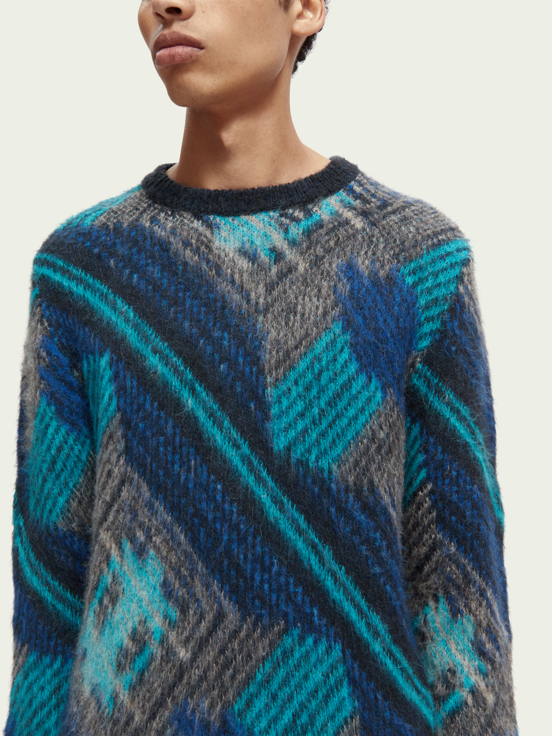 Multi-Coloured Panelled Jacquard Sweater | Scotch And Soda Outlet