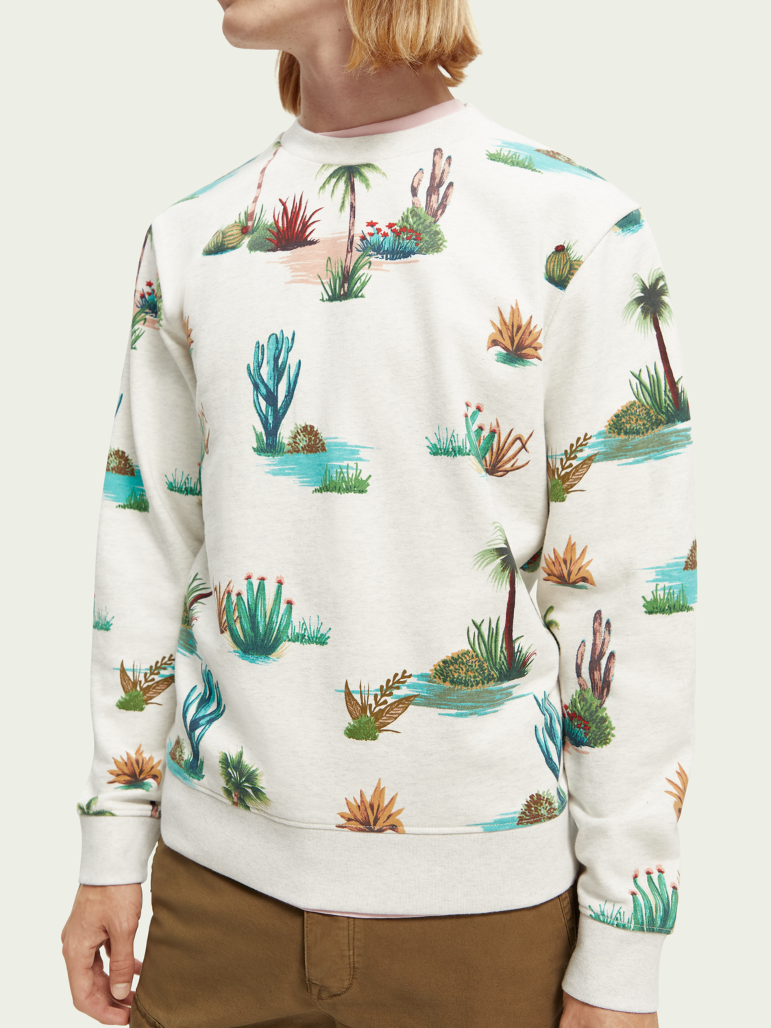 Printed Crewneck Organic Cotton Sweatshirt | Scotch And Soda Outlet