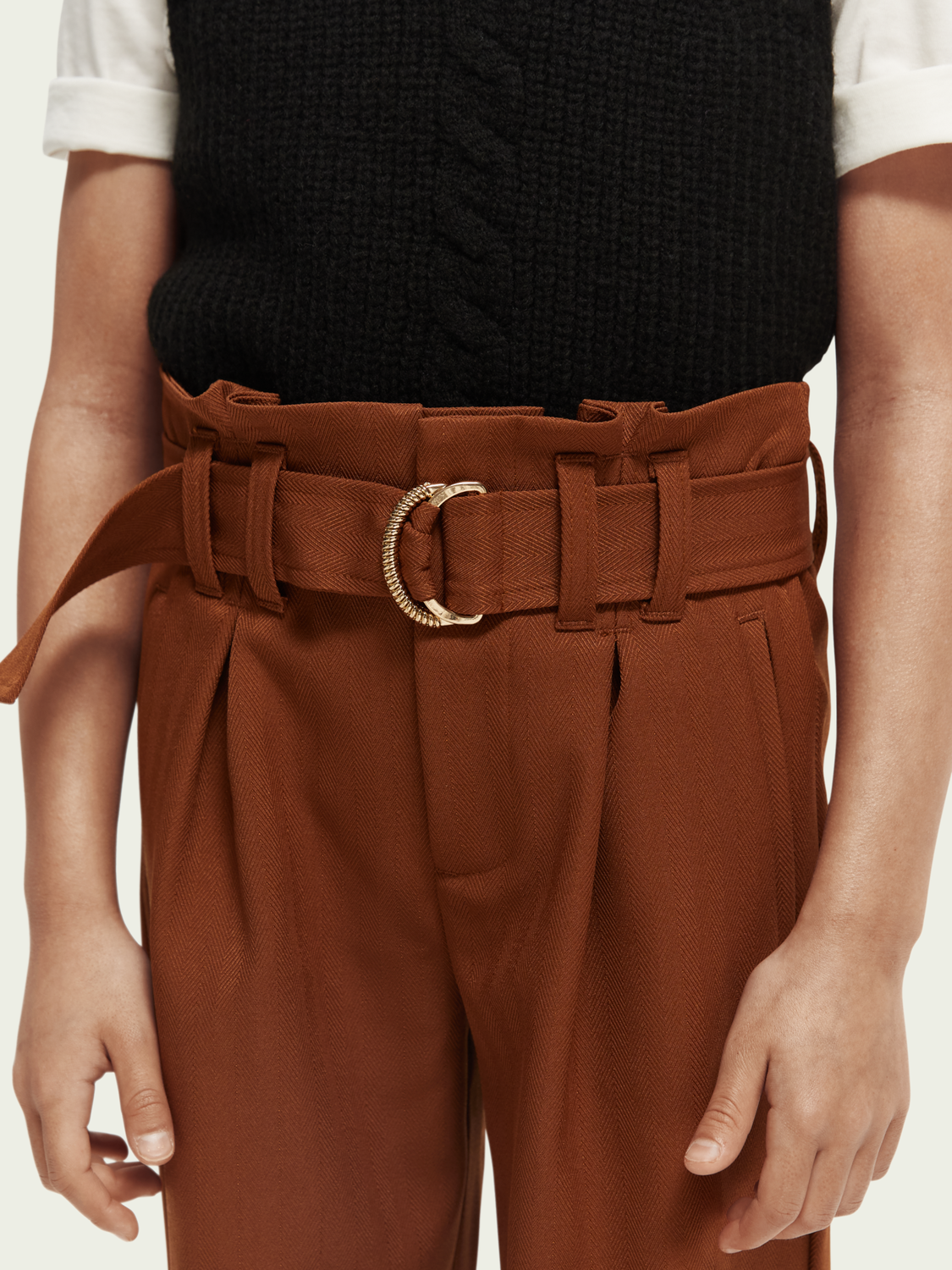 High-Rise Wide Leg Paper Bag Trousers