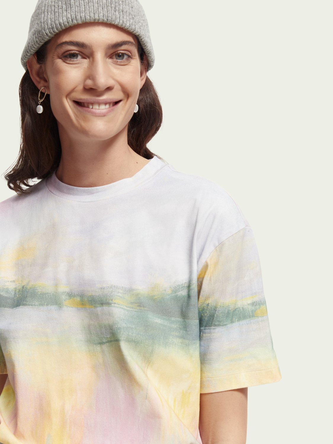Loose Fit Organic Cotton Watercolour T-Shirt | scotch & soda outlet