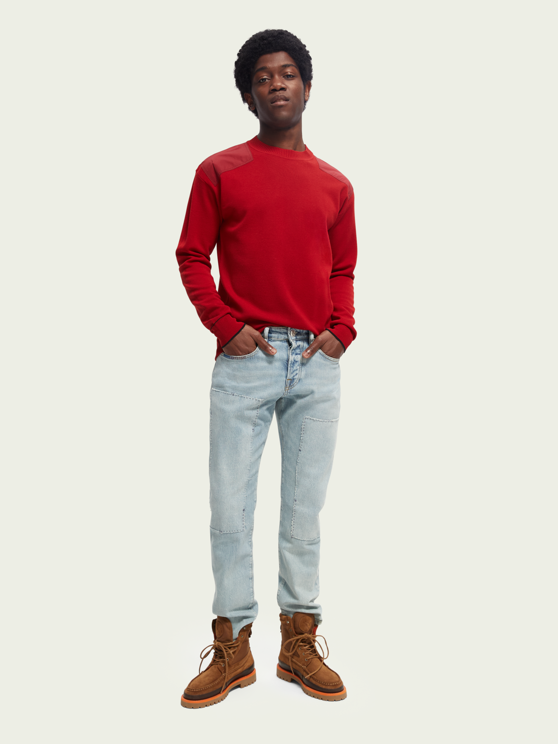 Wool-Blended Sweater With Shoulder Patches | Scotch And Soda Outlet