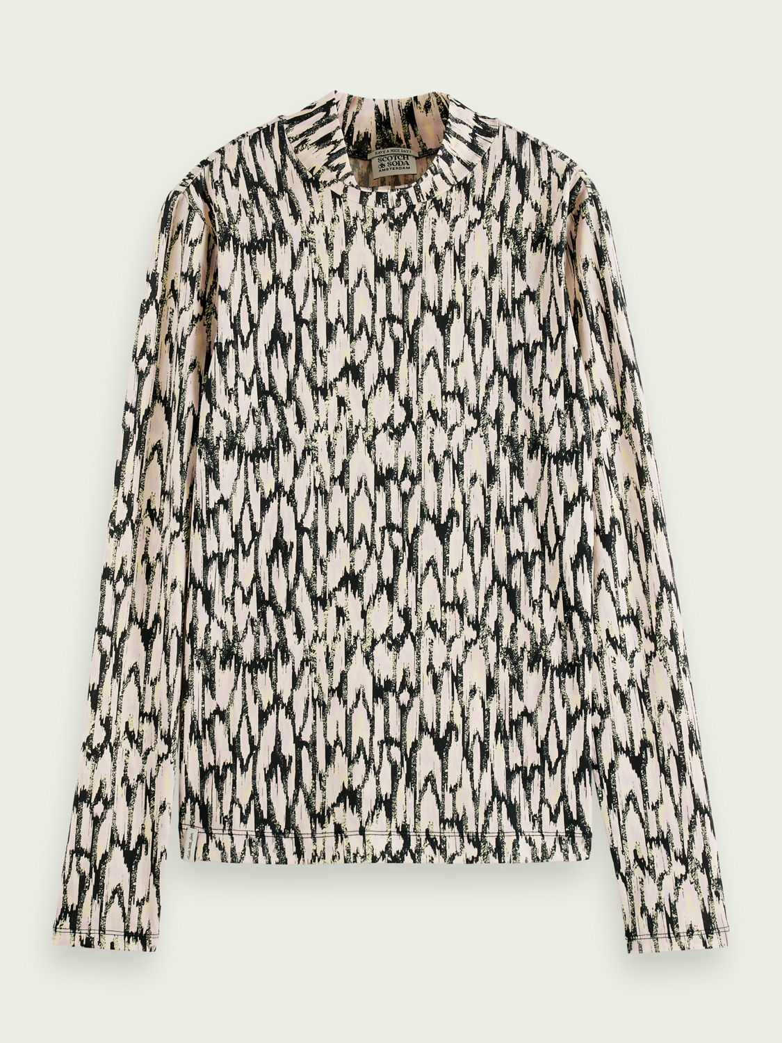 Mock Neck Printed Long-Sleeve Shirt | scotch & soda outlet