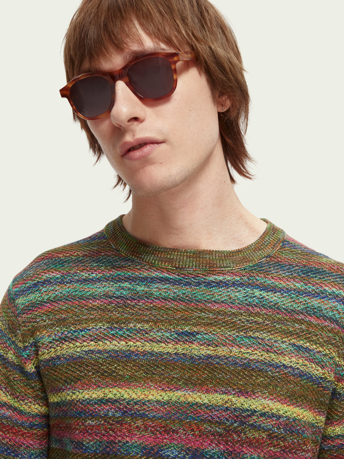 Structured Space-Dye Crewneck Sweater | Scotch And Soda Outlet