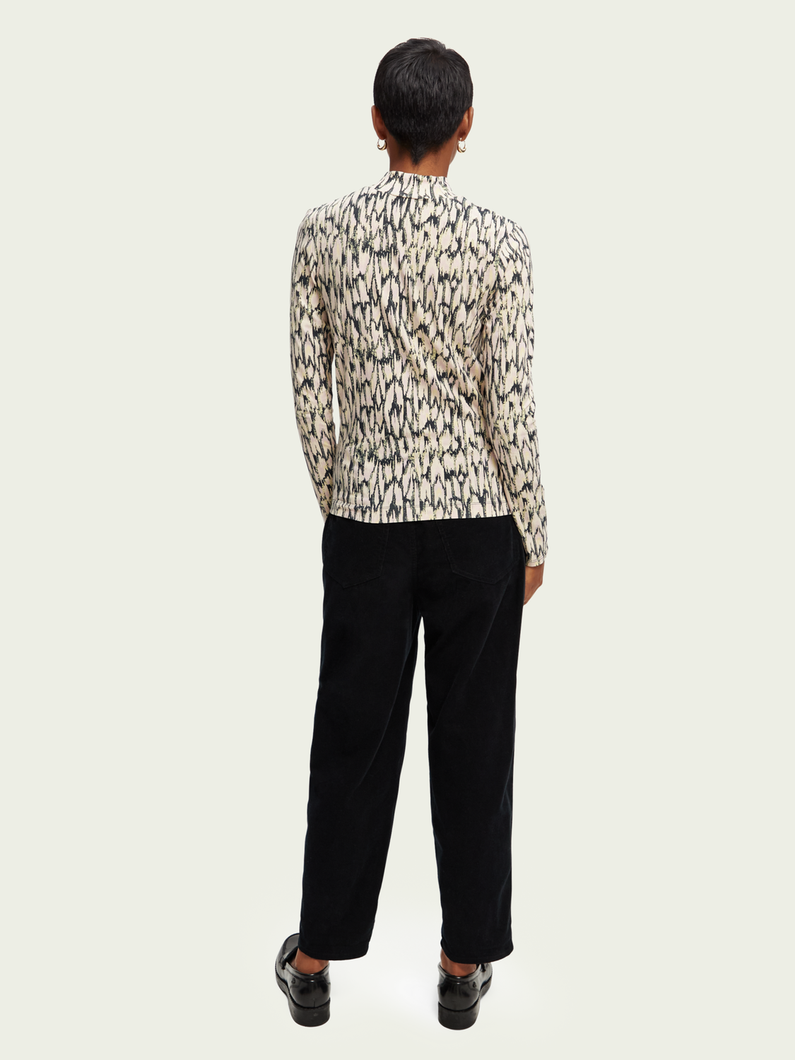 Mock Neck Printed Long-Sleeve Shirt | scotch & soda outlet