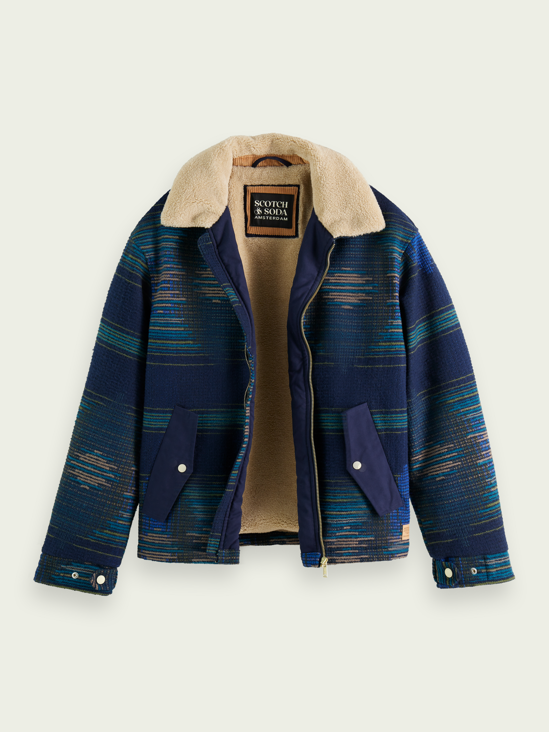 Teddy-Lined Jacquard Bomber Jacket | Scotch And Soda Outlet