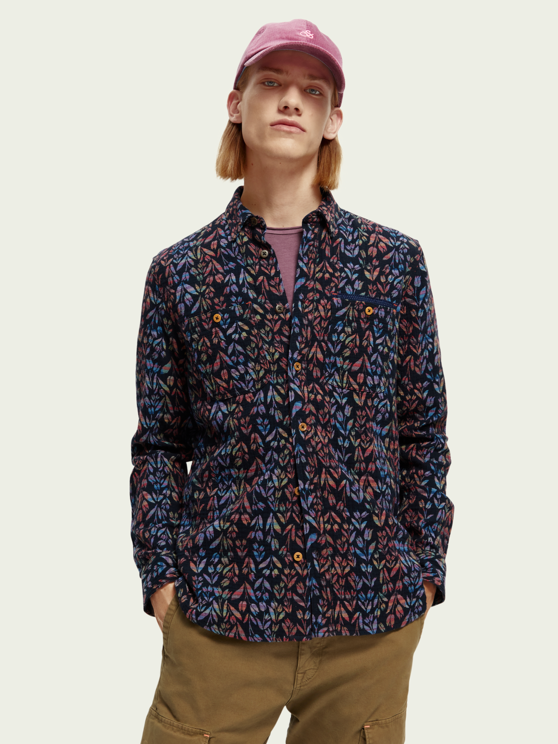 Yarn-Dyed Bonded Shirt With Sleeve Adjustment | Scotch And Soda Outlet