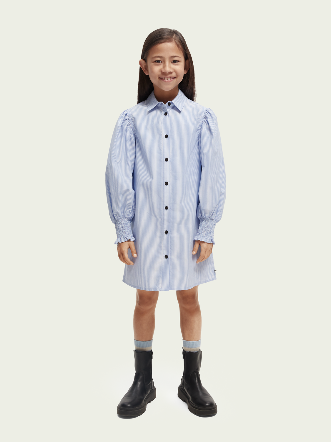Scotch Soda Outlet | Yarn-Dyed Pinstripe Midi-Length Shirt Dress
