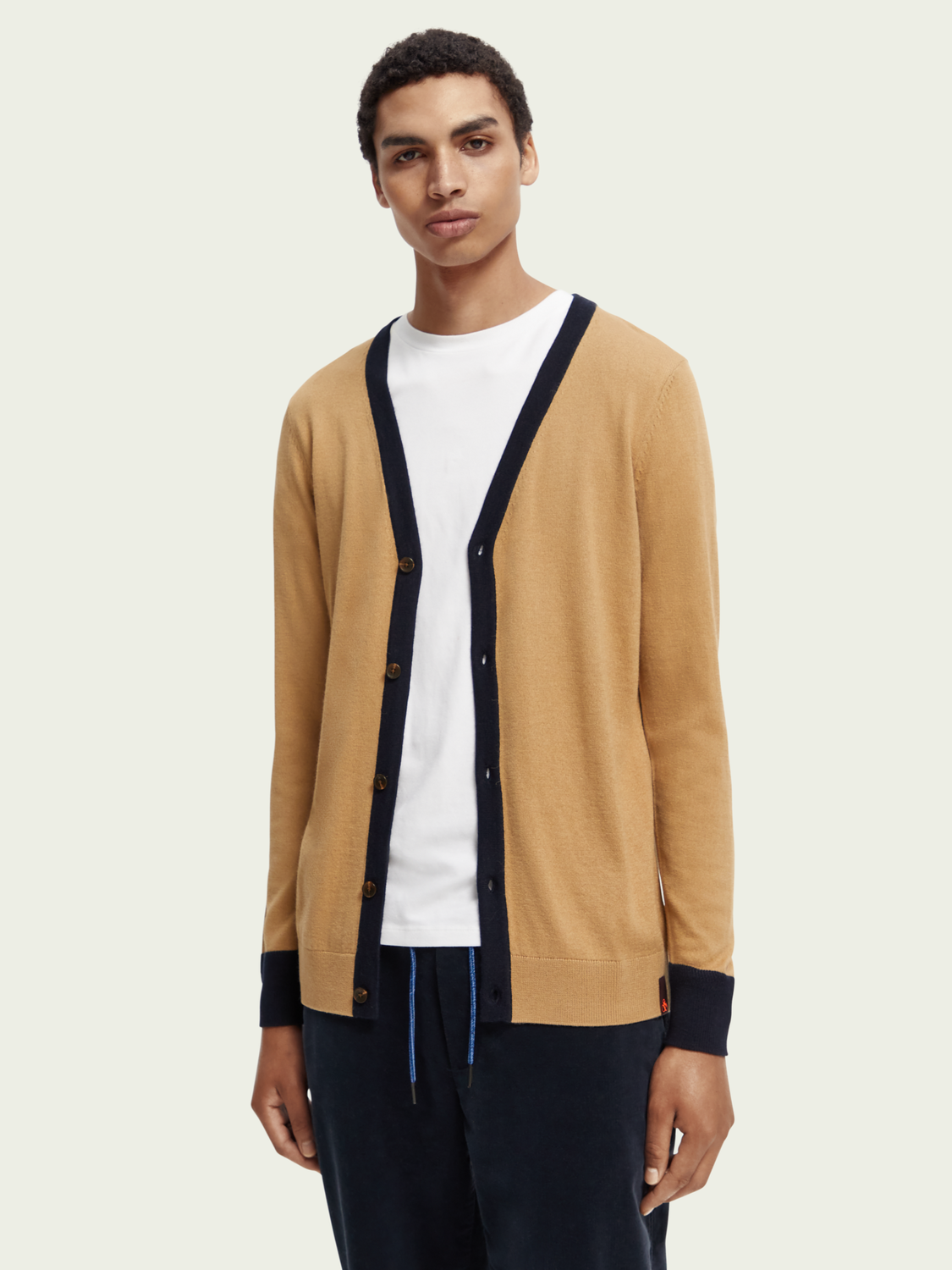Wool-Blended Contrast-Trimmed Cardigan | Scotch And Soda Outlet
