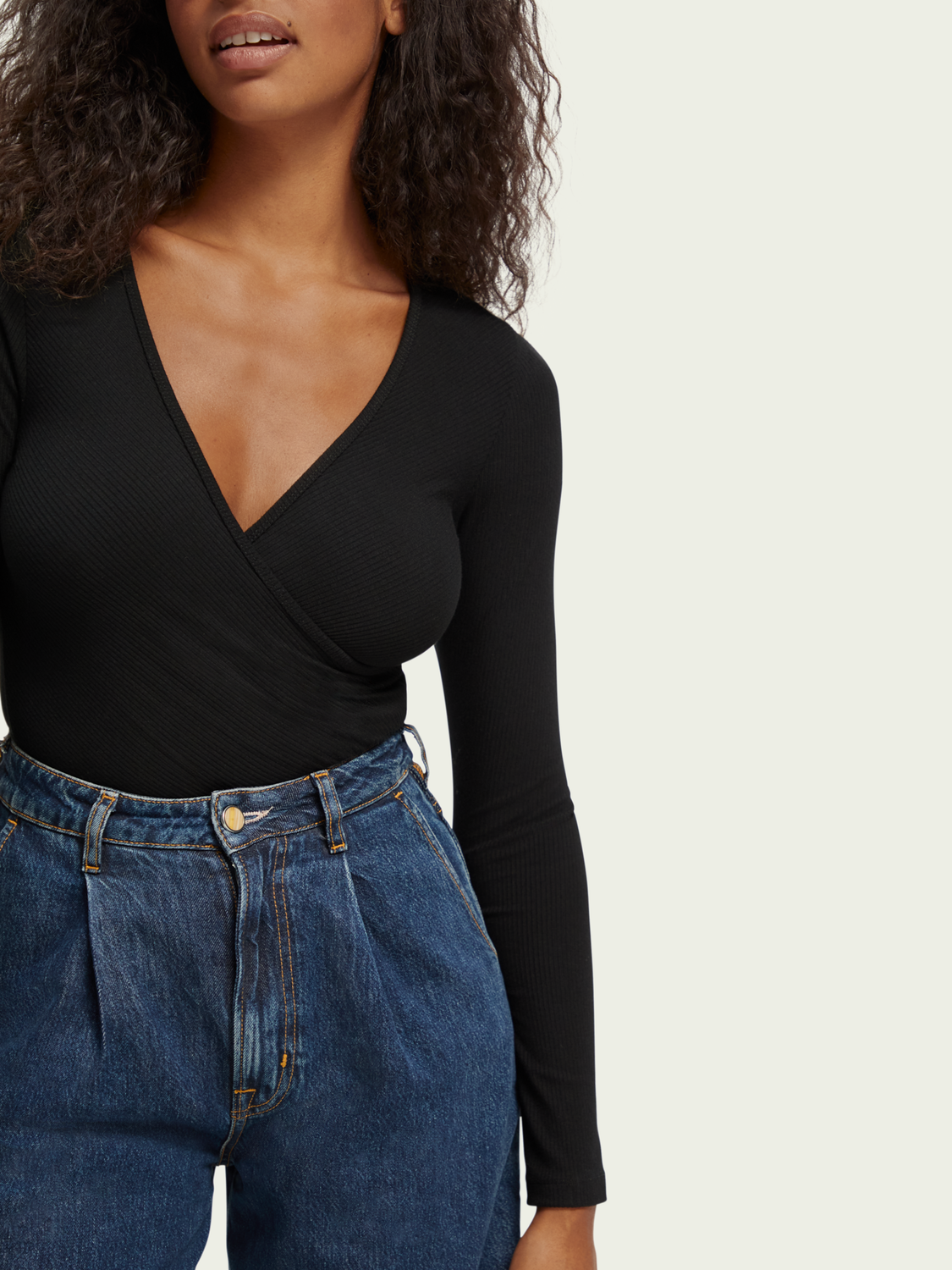 Long-Sleeved Wrapped Knit Bodysuit | scotch & soda outlet