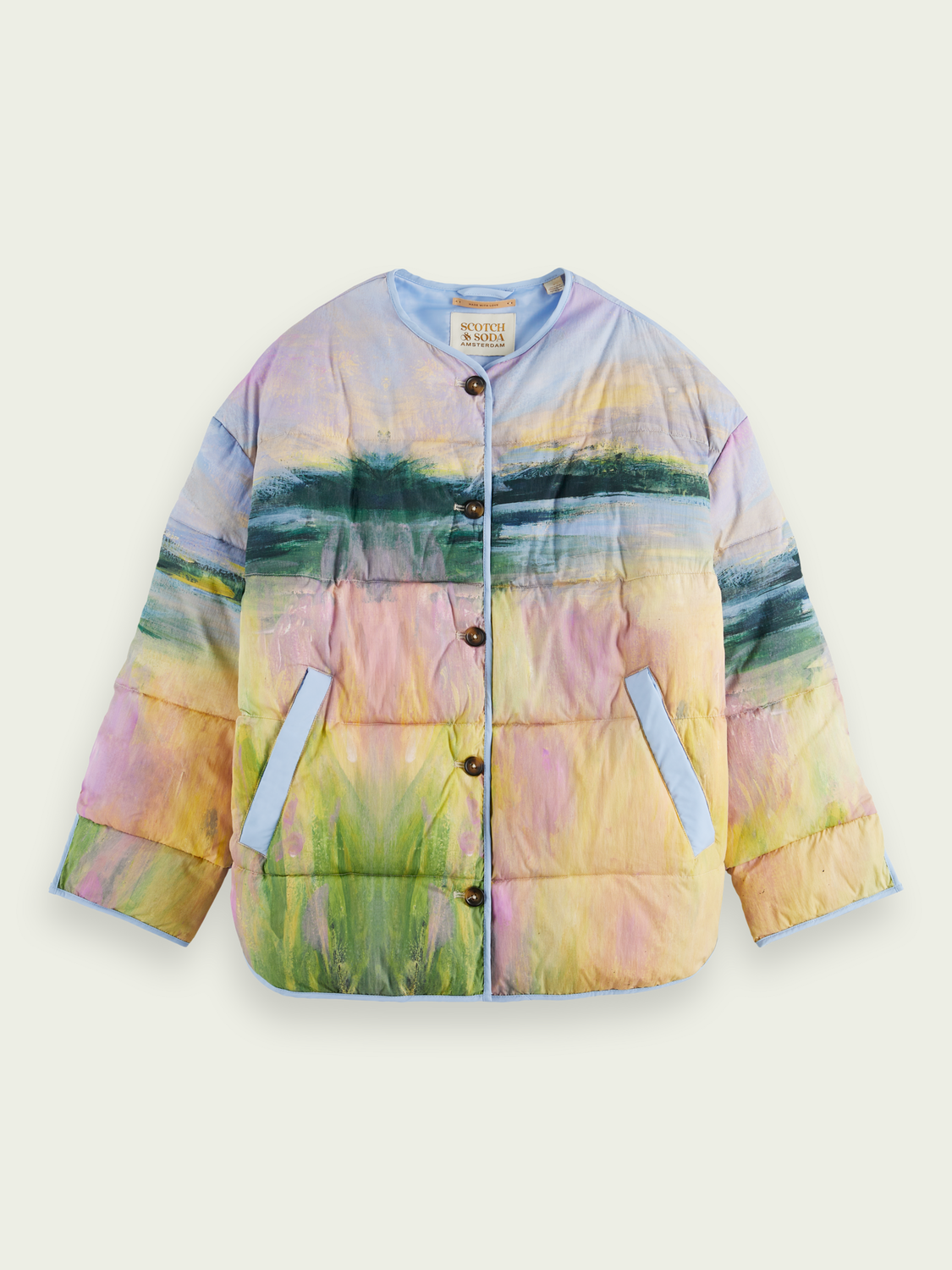 Oversized Water-Repellent Watercolour Puffer Jacket | scotch & soda outlet