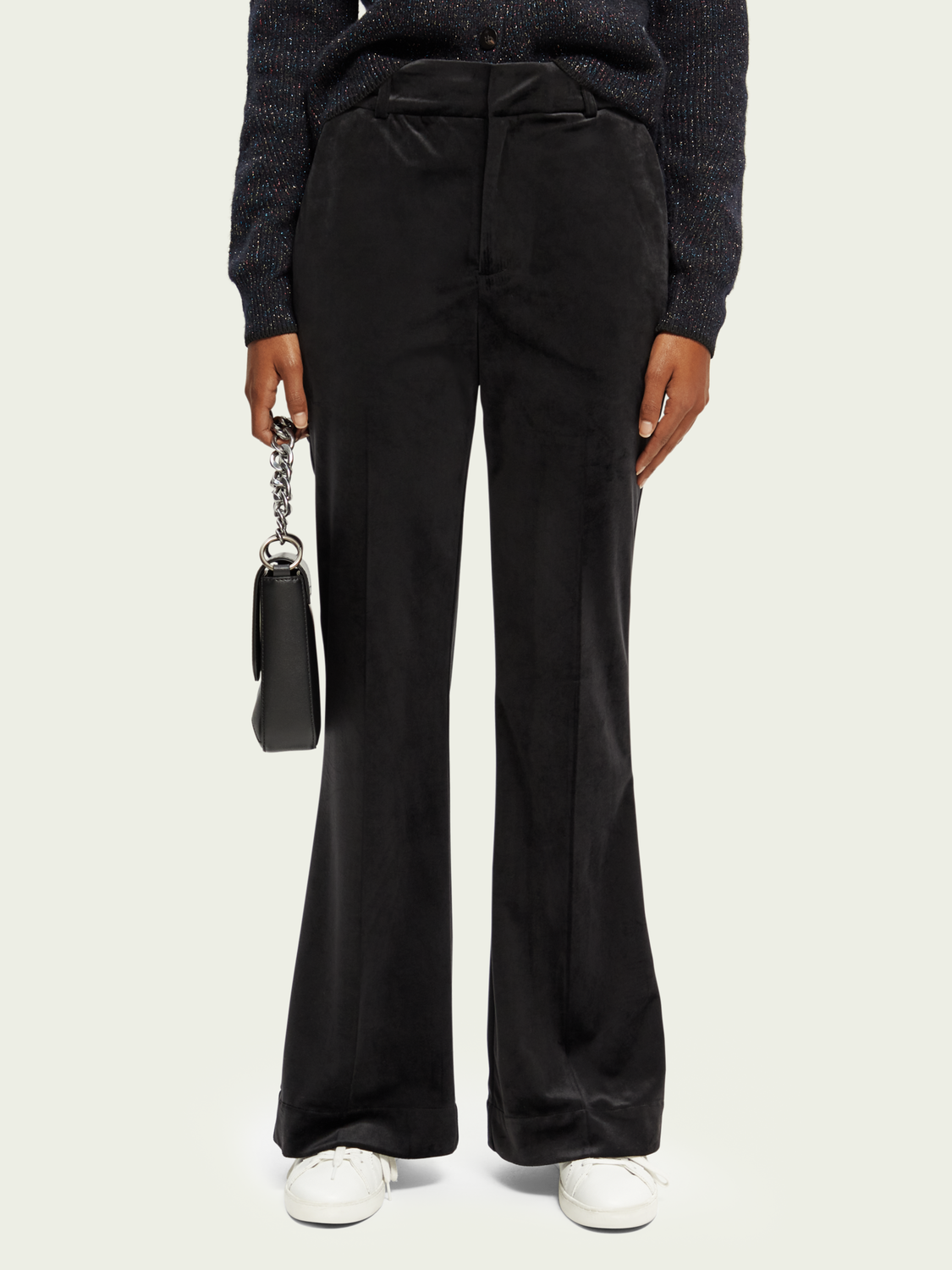Velvet High-Rise Flared Trousers | scotch & soda outlet