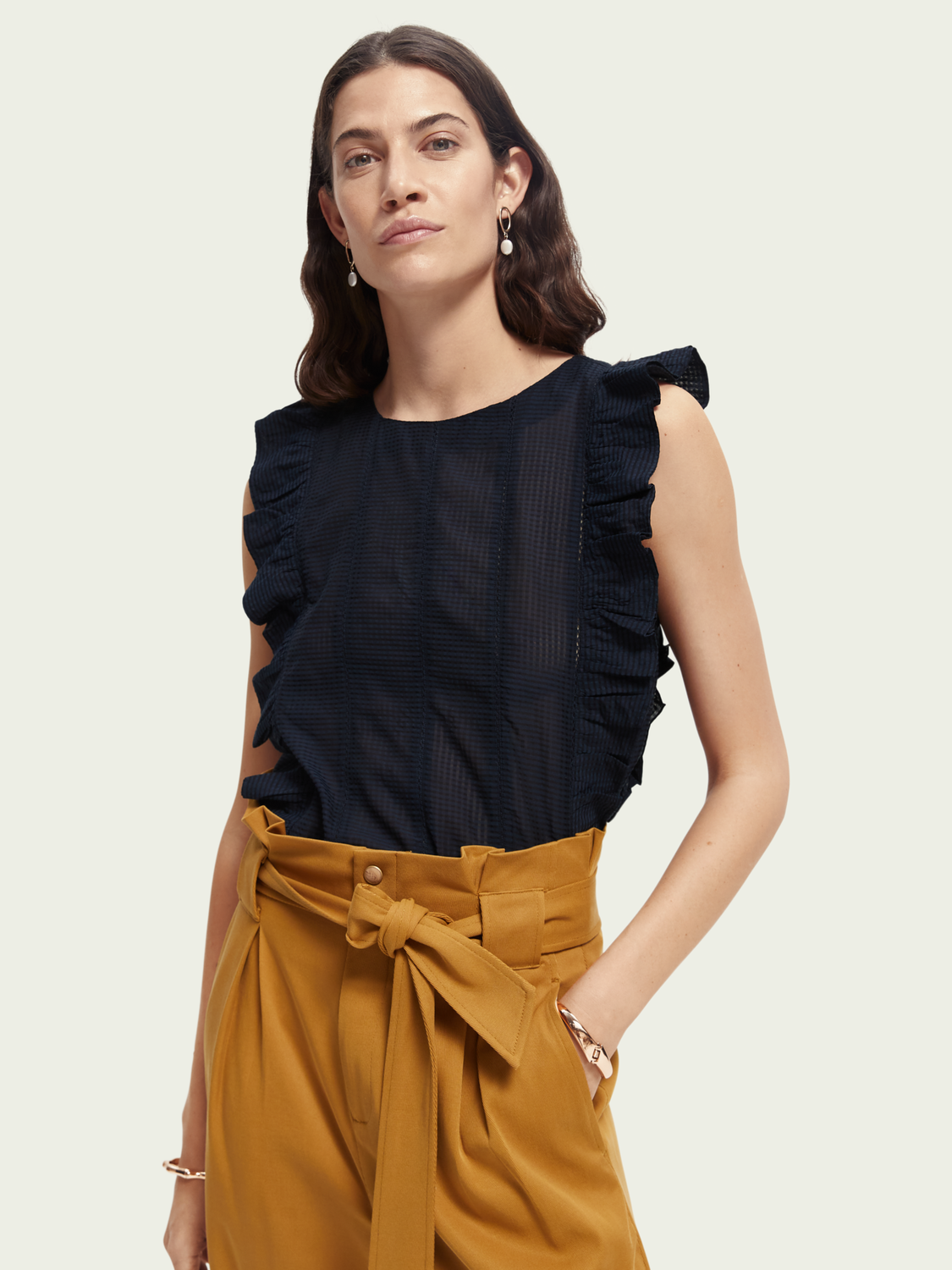 Structured Tank Top With Ruffle | scotch & soda outlet