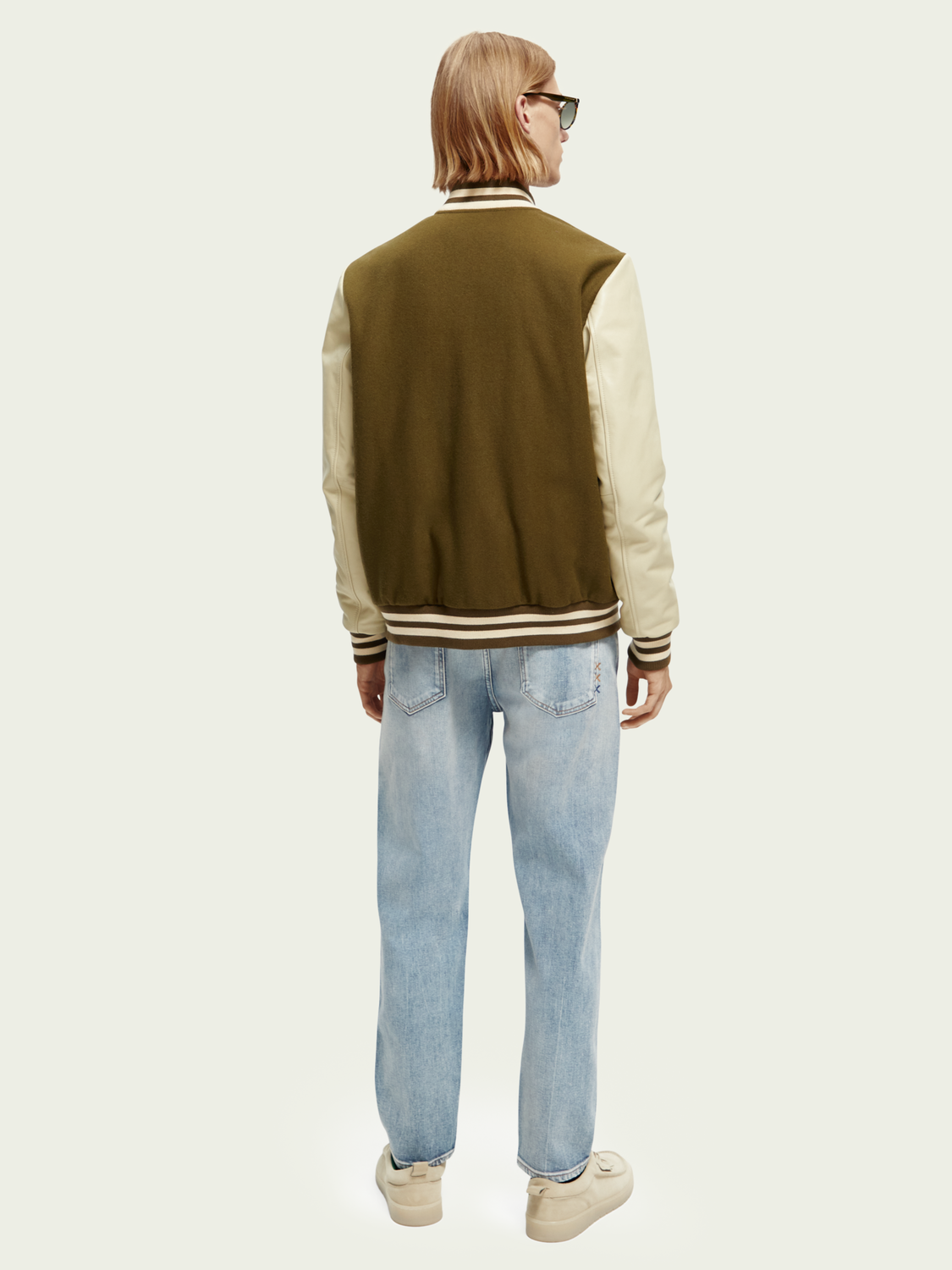 Wool-Blended Leather-Sleeved Varsity Jacket | Scotch And Soda Outlet