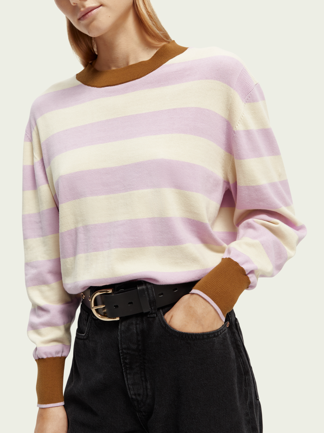 Striped Organic Cotton Sweater | scotch & soda outlet