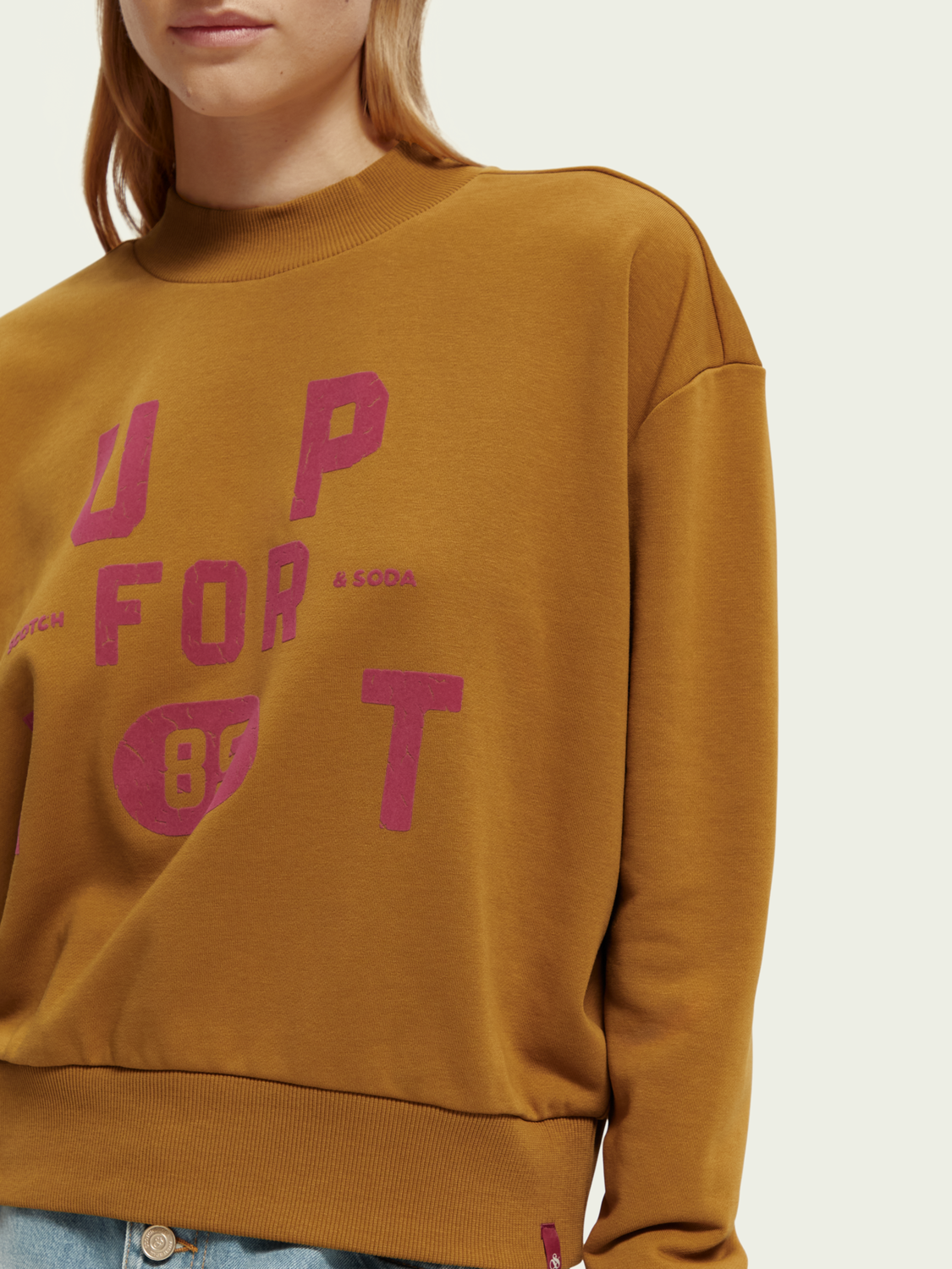 Loose Fit Cropped Funnel Neck Sweatshirt | scotch & soda outlet