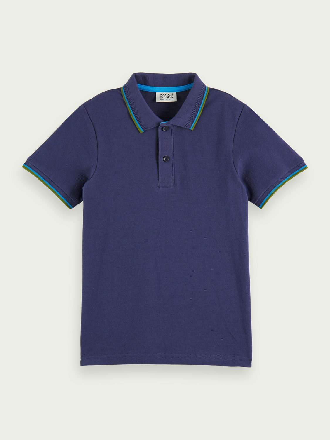 Short-Sleeved Contrast Tipped Pique Polo