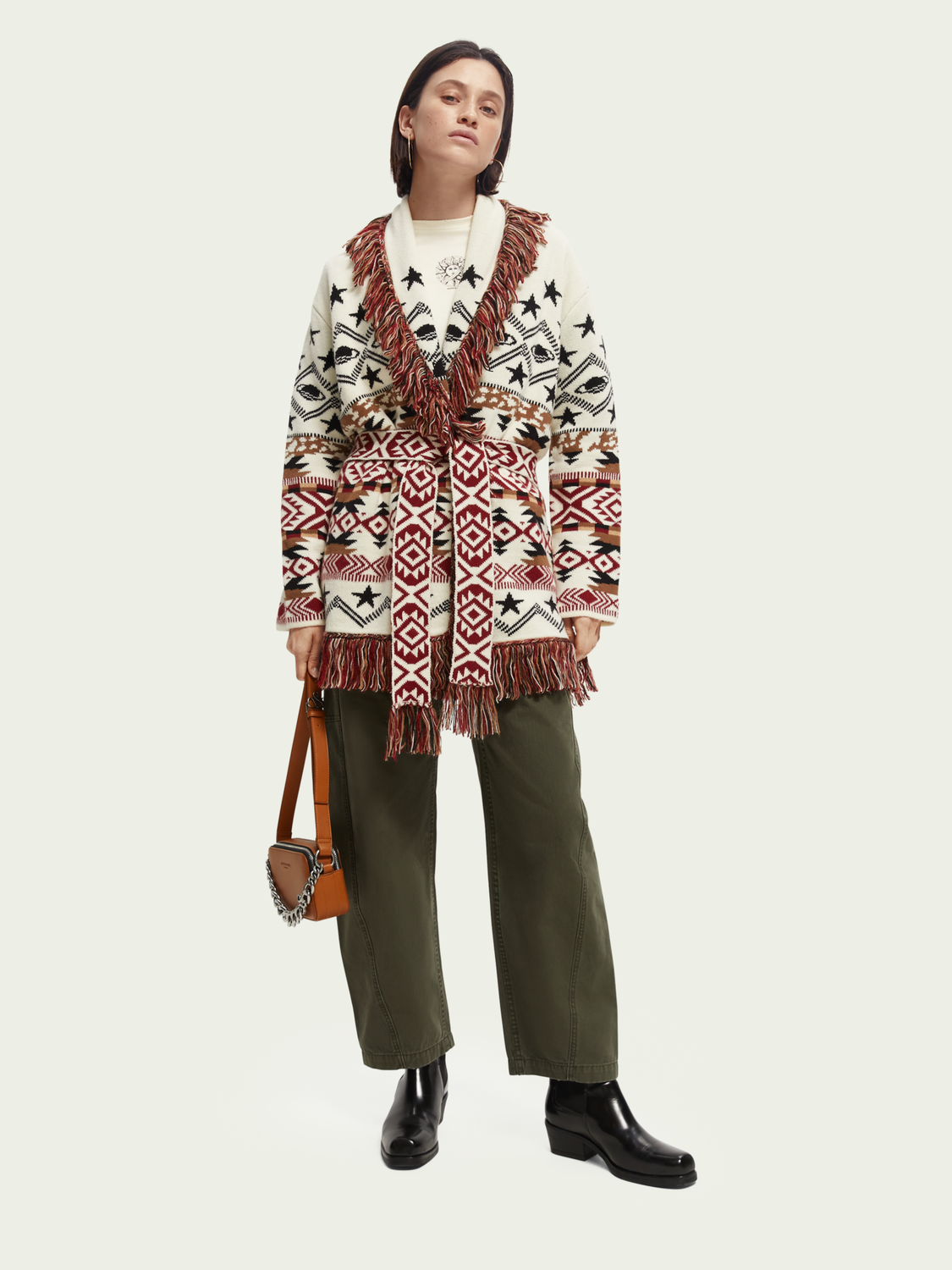 Jacquard Woven Fringed Cardigan | scotch & soda outlet