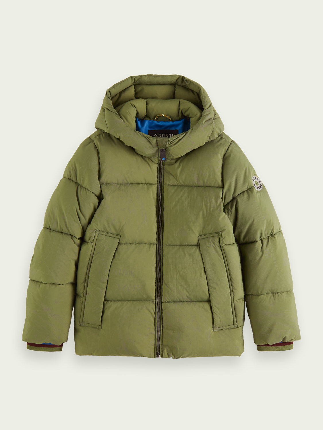 Padded Jacket With Reflective Print