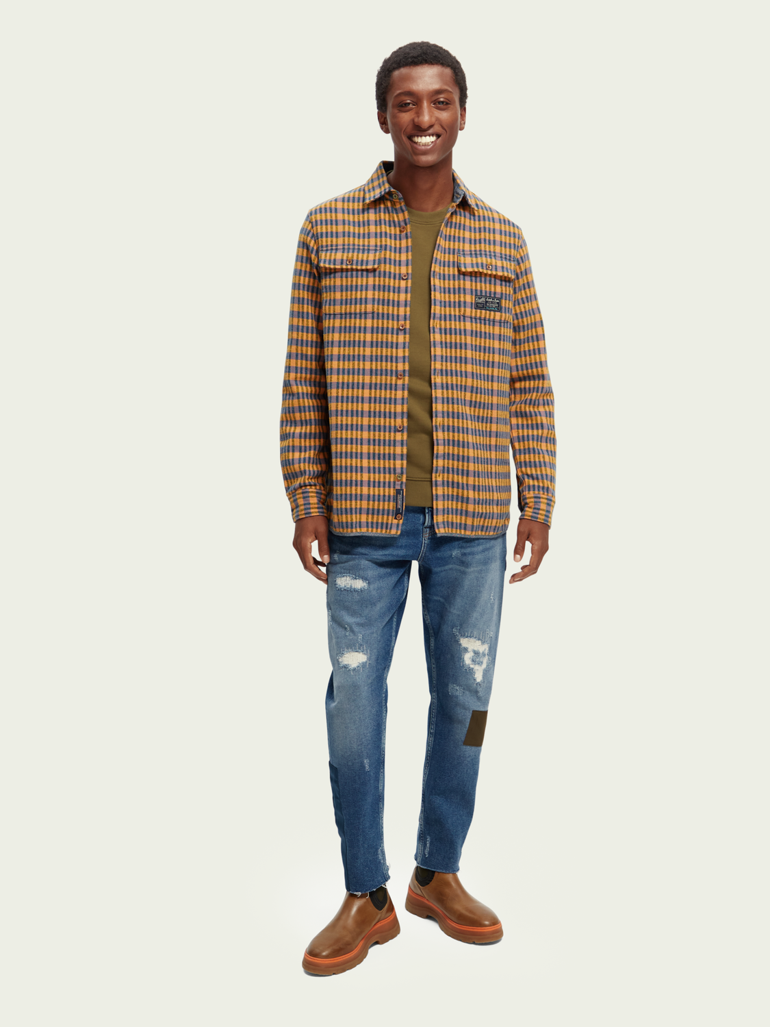 Regular Fit Checked Flannel Shirt | Scotch And Soda Outlet